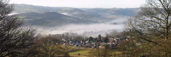 A view over the valley between Two Dales and Matlock in Derbyshire just outside the Peak District National Park