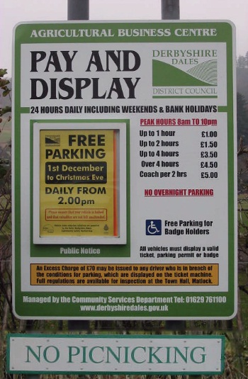 park and display parking at the Bakewell Farmers' Market